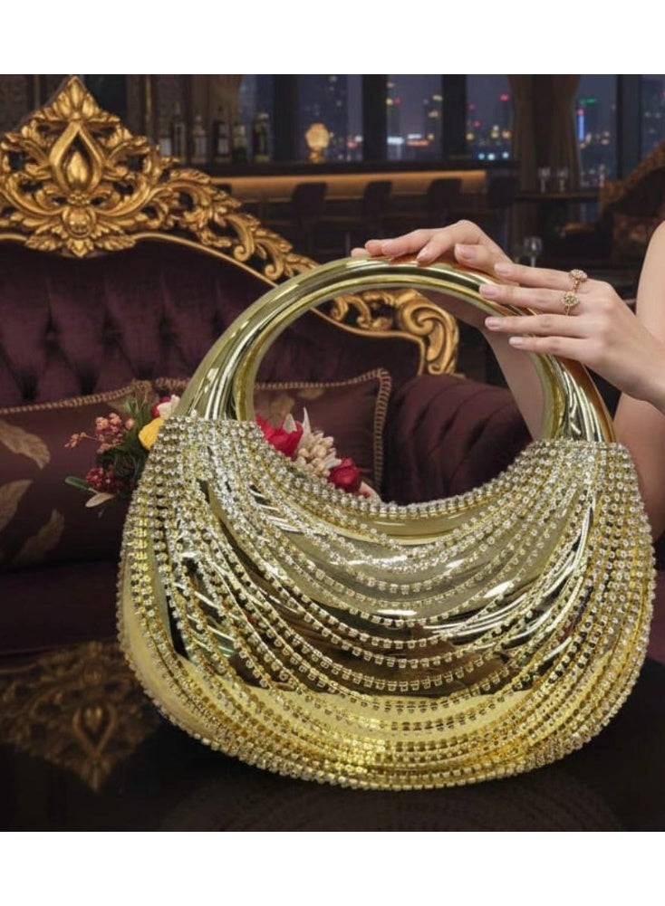 Flux Fashion Clutch Party Bag – Elegant Wedding & Evening Handbag for Women GOLD COLUR - Image 1